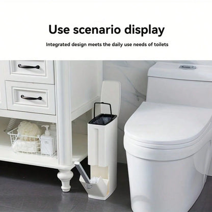 Automatic Bathroom Trash Can- Thickened Decor Garbage Bin With Lid, Multi-Use For Bathroom, Laundry, Home Office, House Essentials With Convenient Brush Included (Basurero De Baño)