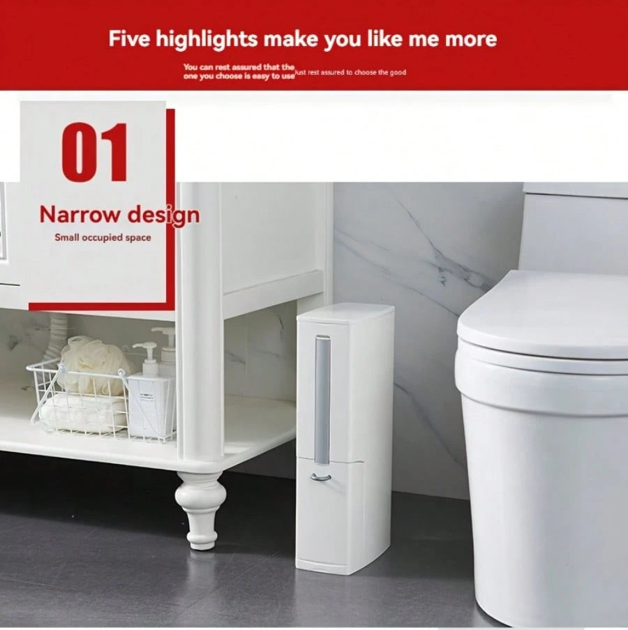 Automatic Bathroom Trash Can- Thickened Decor Garbage Bin With Lid, Multi-Use For Bathroom, Laundry, Home Office, House Essentials With Convenient Brush Included (Basurero De Baño)