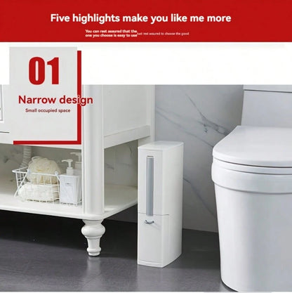 Automatic Bathroom Trash Can- Thickened Decor Garbage Bin With Lid, Multi-Use For Bathroom, Laundry, Home Office, House Essentials With Convenient Brush Included (Basurero De Baño)