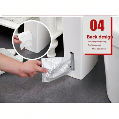Automatic Bathroom Trash Can- Thickened Decor Garbage Bin With Lid, Multi-Use For Bathroom, Laundry, Home Office, House Essentials With Convenient Brush Included (Basurero De Baño)