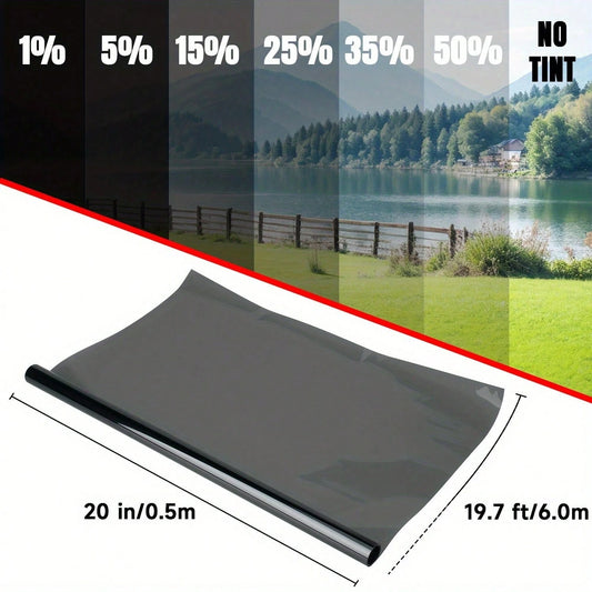 Automotive Window Film Roll Light Transmission: 1%-50%- Heat-Blocking, Sun-Blocking, UV-Resistant, Scratch-Resistant- Ideal DIY Tinting Solution For Trucks, Cars, And SUVs (20 Inches * 20 Feet)
