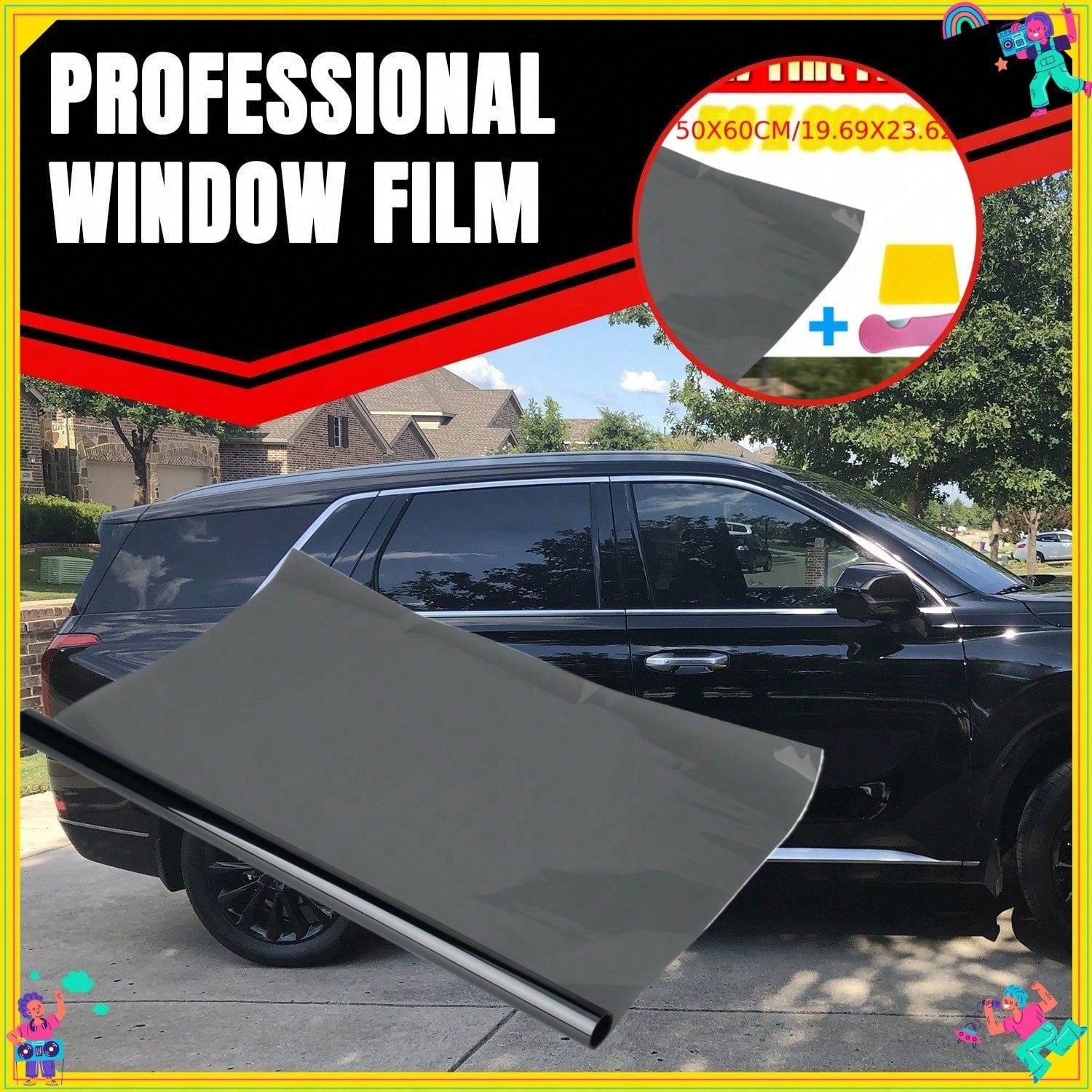 Automotive Window Film Roll Light Transmission: 1%-50%- Heat-Blocking, Sun-Blocking, UV-Resistant, Scratch-Resistant- Ideal DIY Tinting Solution For Trucks, Cars, And SUVs (20 Inches * 20 Feet)