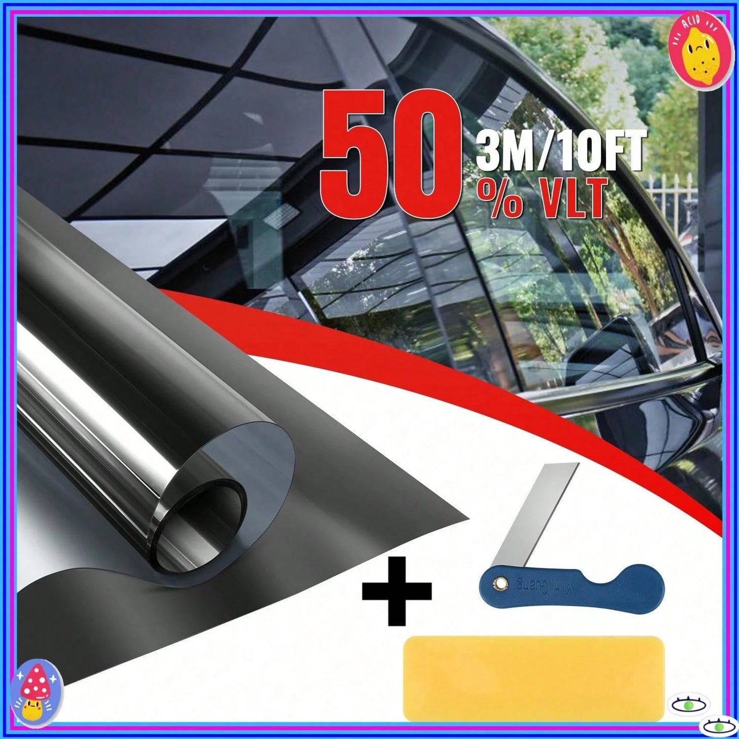 Automotive Window Film Roll Light Transmission: 1%-50%- Heat-Blocking, Sun-Blocking, UV-Resistant, Scratch-Resistant- Ideal DIY Tinting Solution For Trucks, Cars, And SUVs (20 Inches * 20 Feet)