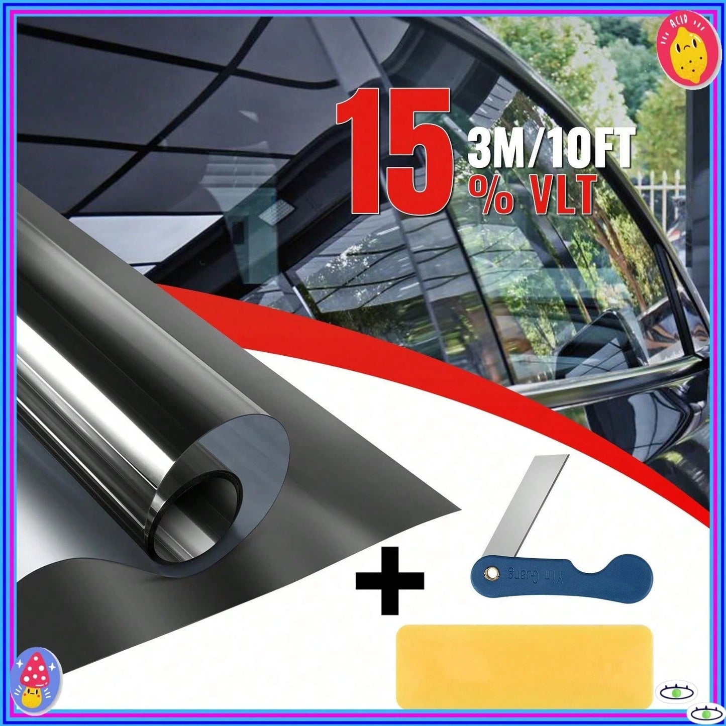 Automotive Window Film Roll Light Transmission: 1%-50%- Heat-Blocking, Sun-Blocking, UV-Resistant, Scratch-Resistant- Ideal DIY Tinting Solution For Trucks, Cars, And SUVs (20 Inches * 20 Feet)