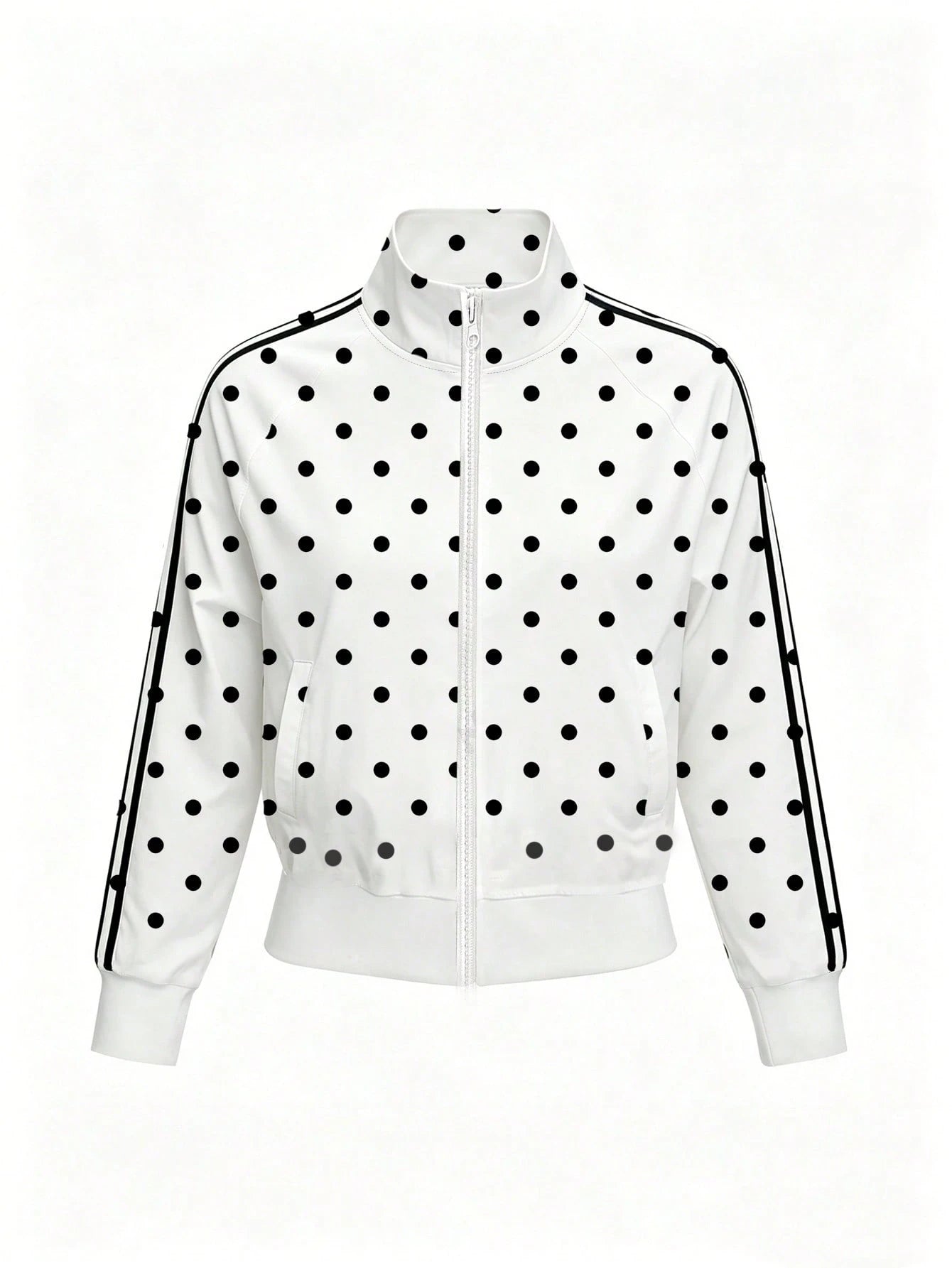 Autumn New Women's Sports Jacket- Women's Polka Dot Jacket With Zipper, Y2K Retro Style, Suitable For Outdoor Exercise, Gym Workout, Running, Ball Sports, Casual Sports