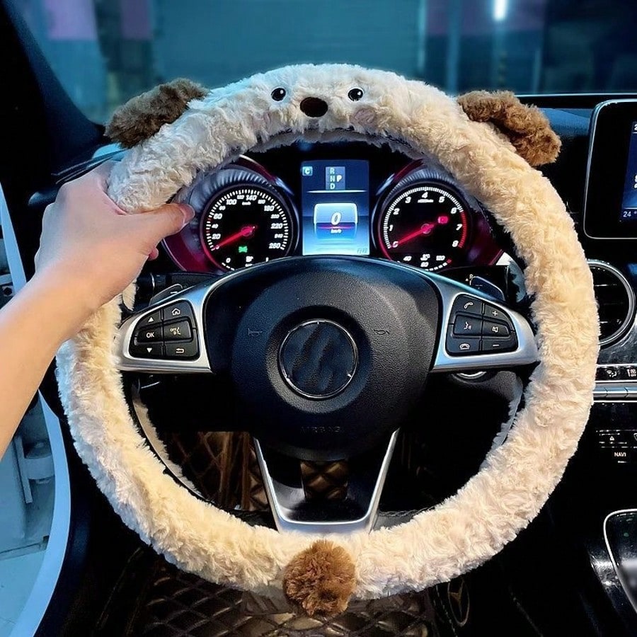 Autumn/Winter Christmas Plush Car Steering Wheel Cover Cute, Warm, And Non-Slip Wheel Cover New Winter Universal Car Accessory Top Christmas Gift Choice Perfect For Home Christmas Decor Settings Essen