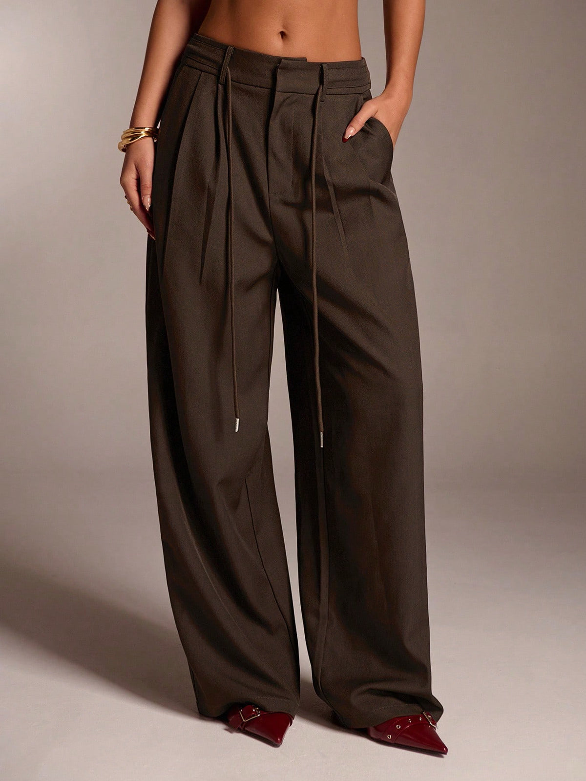 Avantive Women Navy Blue Winter Oversized Office Wide Leg Palazzo Pants,Elegant Business Casual Straight Leg Trousers,Vintage Y2k Streetwear Fashion Clothes