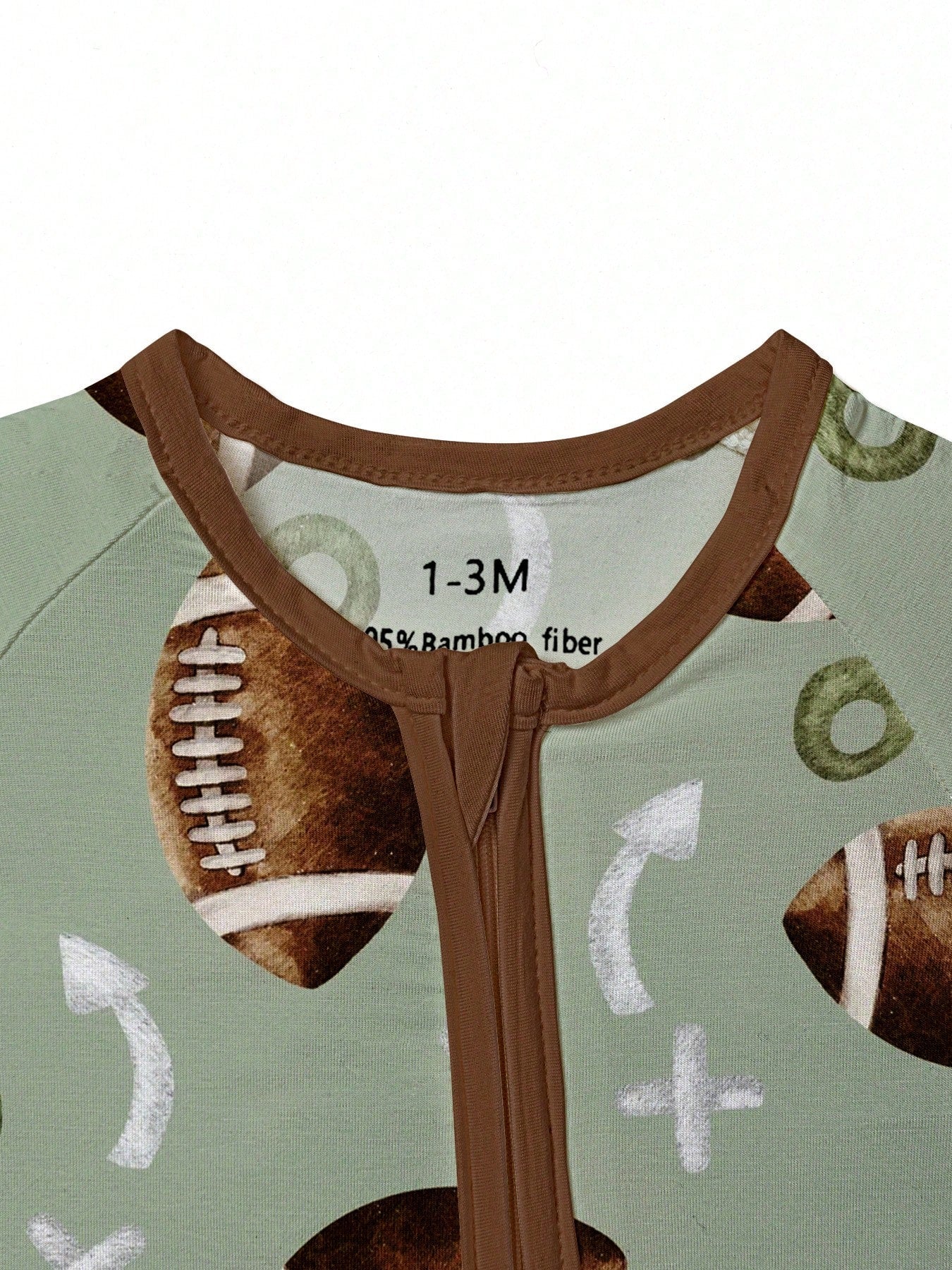 Baby Bamboo Fiber Zip-Up, Rugby Football Print Romper, All-Season Knit Fabric Skinny Fit With Zipper Detail, Baby Girl Boy Spring Winter Autumn Clothes, Perfect For Outdoor Christmas Gift.