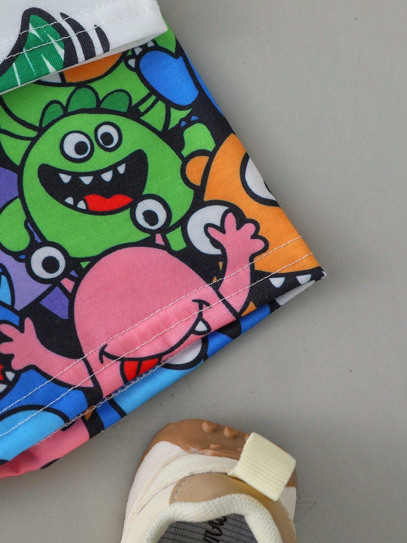 Baby Boy And Toddler Boys Cute Cartoon Monster Print Short Sleeve T-Shirt All-Over Shorts Set  Suitable For Daily Wear  Playtime  Outdoor  Summer