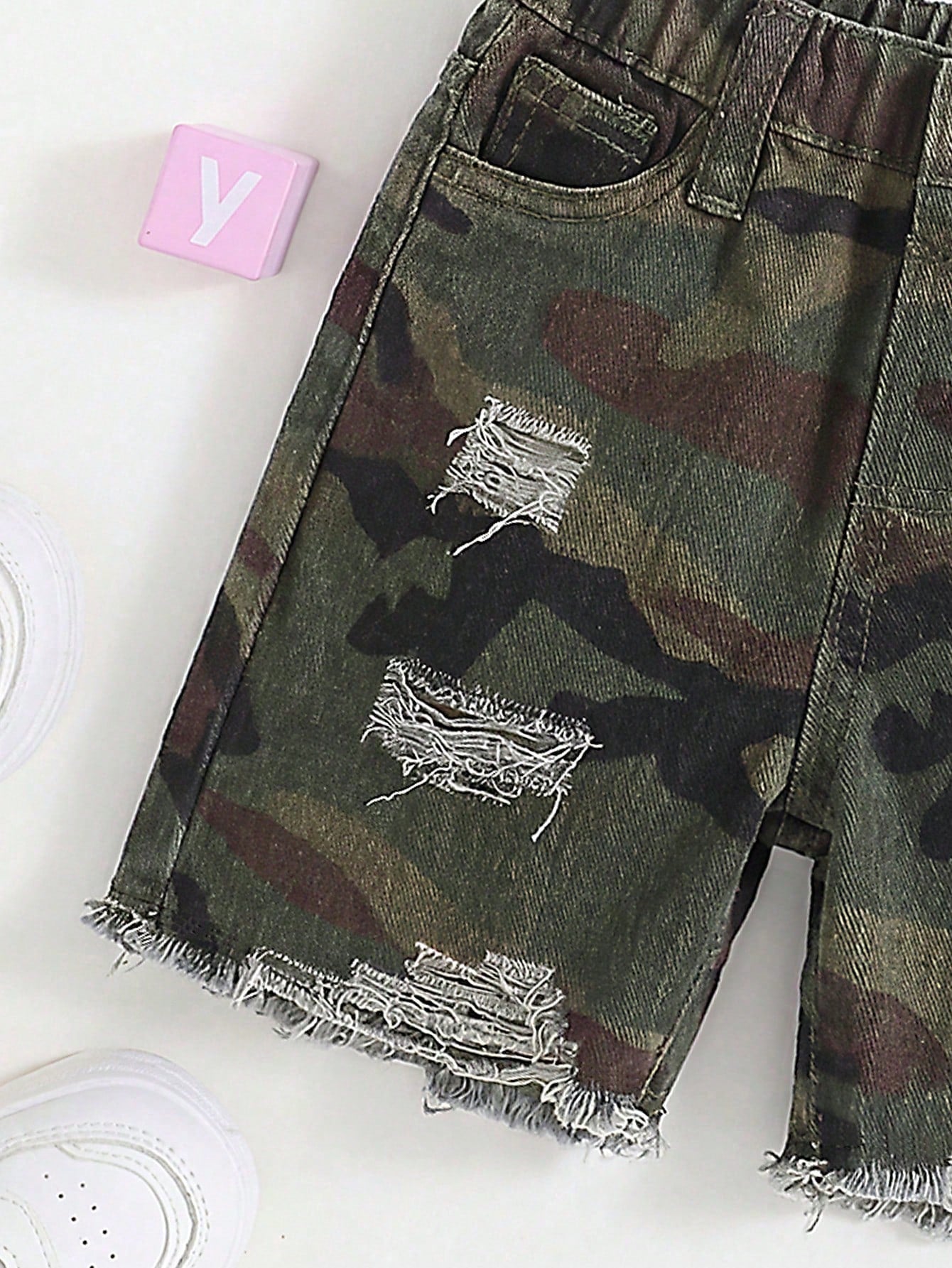Baby Boy Camouflage Denim Ripped Shorts,Fashionable Casual Comfortable Breathable Soft Skin Friendly Summer Beach Sports Back-To-School
