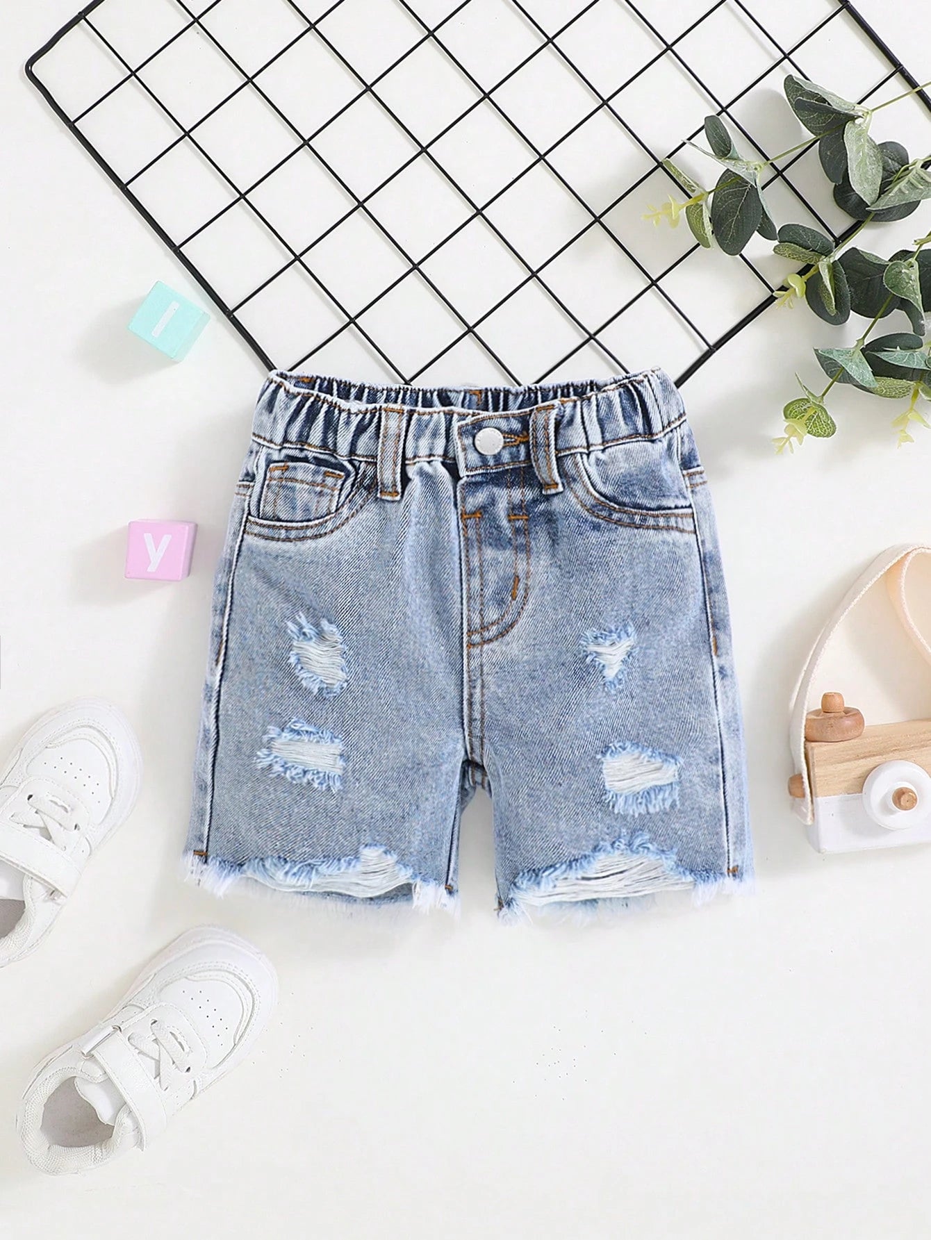Baby Boy Camouflage Denim Ripped Shorts,Fashionable Casual Comfortable Breathable Soft Skin Friendly Summer Beach Sports Back-To-School