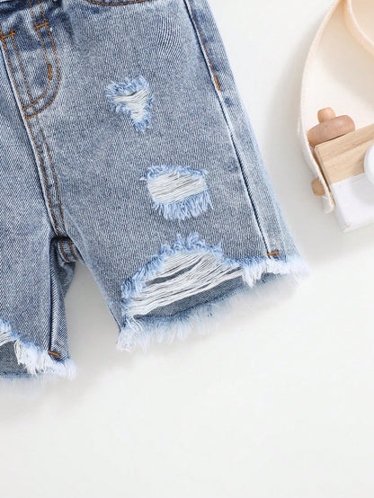 Baby Boy Camouflage Denim Ripped Shorts,Fashionable Casual Comfortable Breathable Soft Skin Friendly Summer Beach Sports Back-To-School
