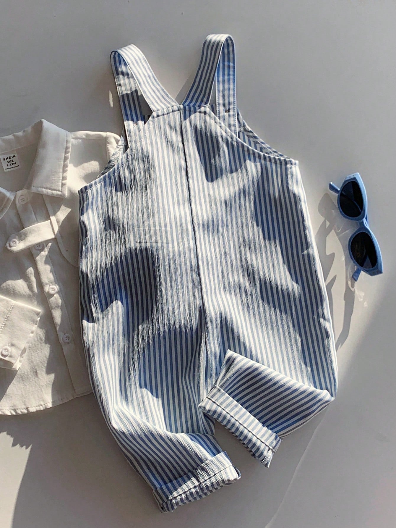 Baby Boy Casual Cute Versatile Striped Cartoon Bear Pattern Bib Jumpsuit Baby Boy Overall Set