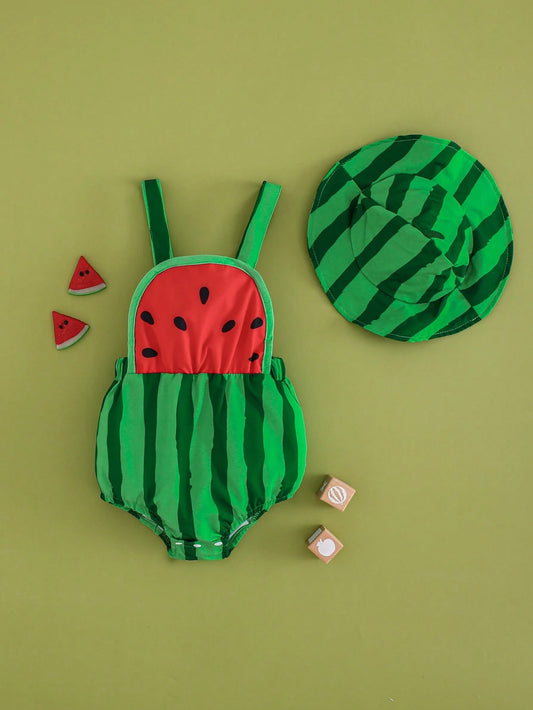 Baby Boy's Fun Watermelon Pattern Knitted And Hat Set For Newborns