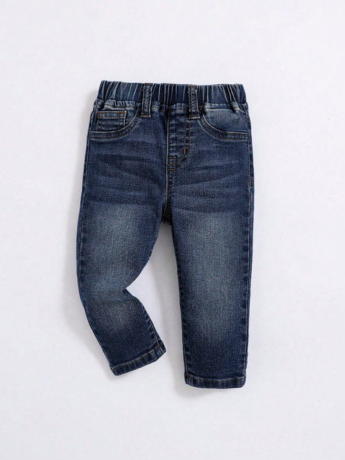 Baby Boy's Straight Leg Jeans, Casual & Simple, Suitable For Fall & Winter