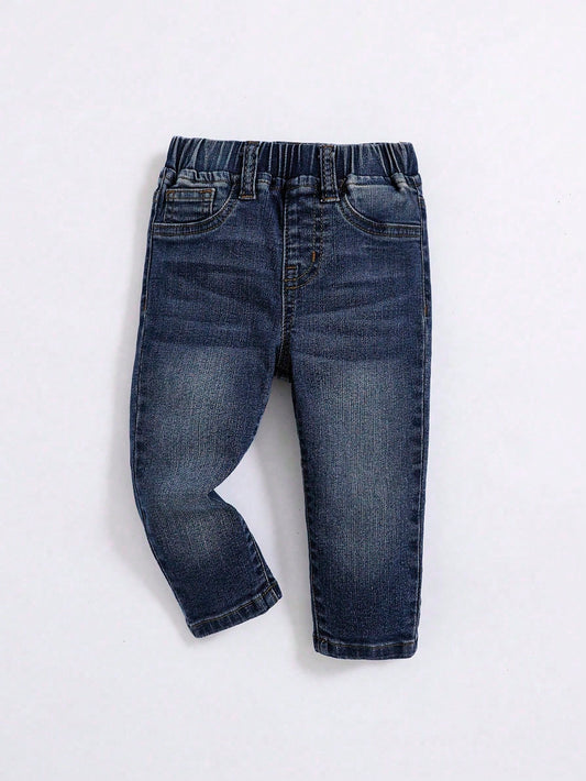 Baby Boy's Straight Leg Jeans, Casual & Simple, Suitable For Fall & Winter