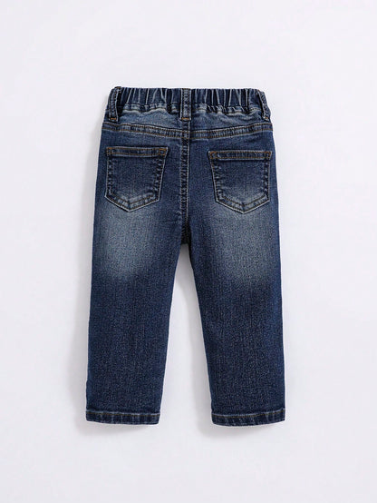 Baby Boy's Straight Leg Jeans, Casual & Simple, Suitable For Fall & Winter