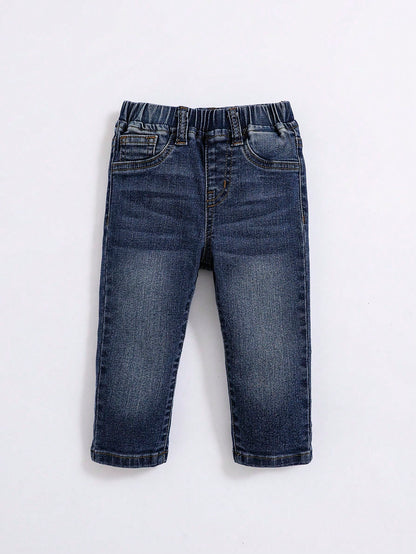 Baby Boy's Straight Leg Jeans, Casual & Simple, Suitable For Fall & Winter