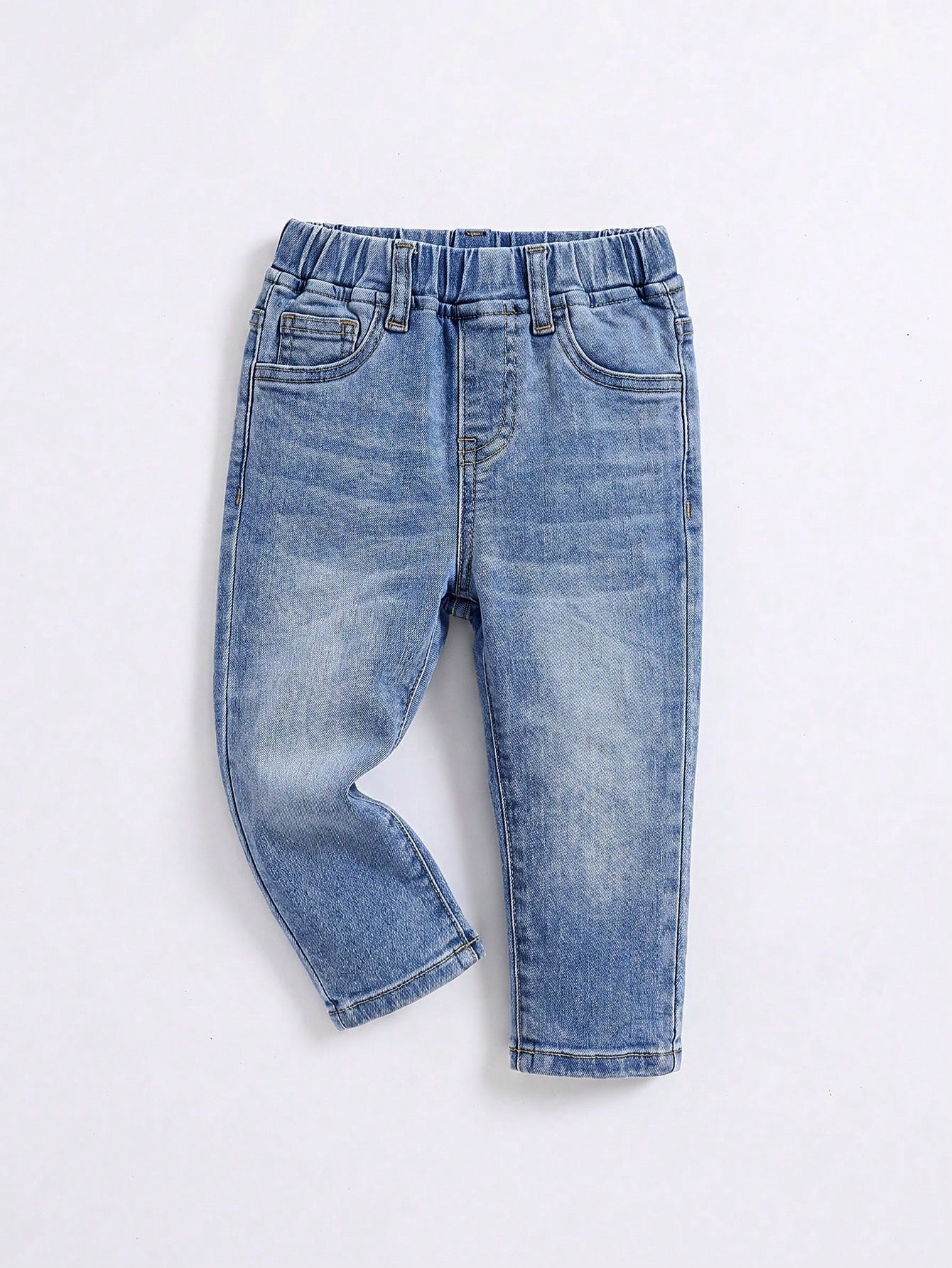 Baby Boy's Straight Leg Jeans, Casual & Simple, Suitable For Fall & Winter