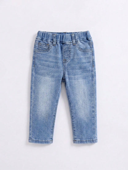Baby Boy's Straight Leg Jeans, Casual & Simple, Suitable For Fall & Winter
