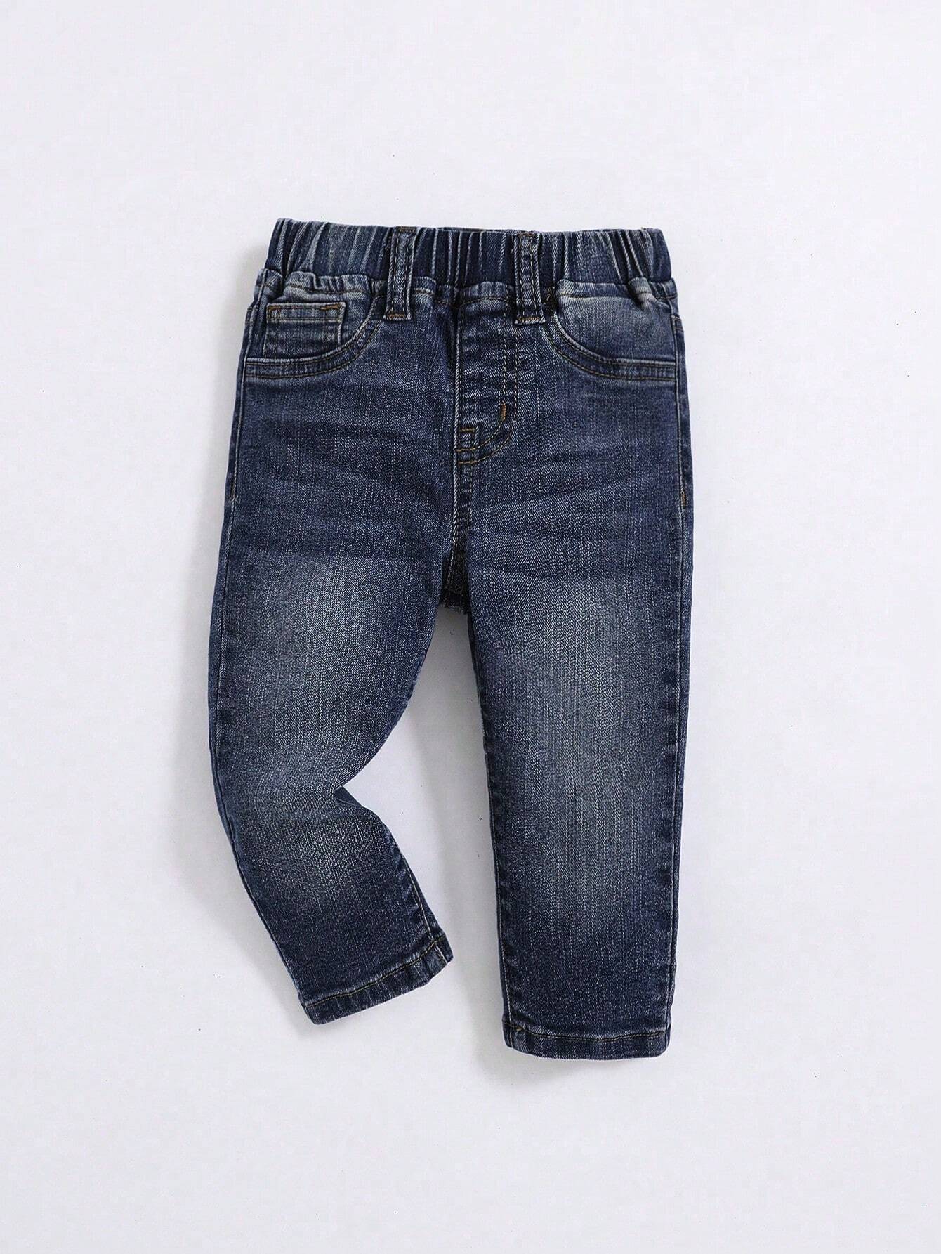 Baby Boy's Straight Leg Jeans, Casual & Simple, Suitable For Fall & Winter