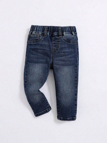 Baby Boy's Straight Leg Jeans, Casual & Simple, Suitable For Fall & Winter