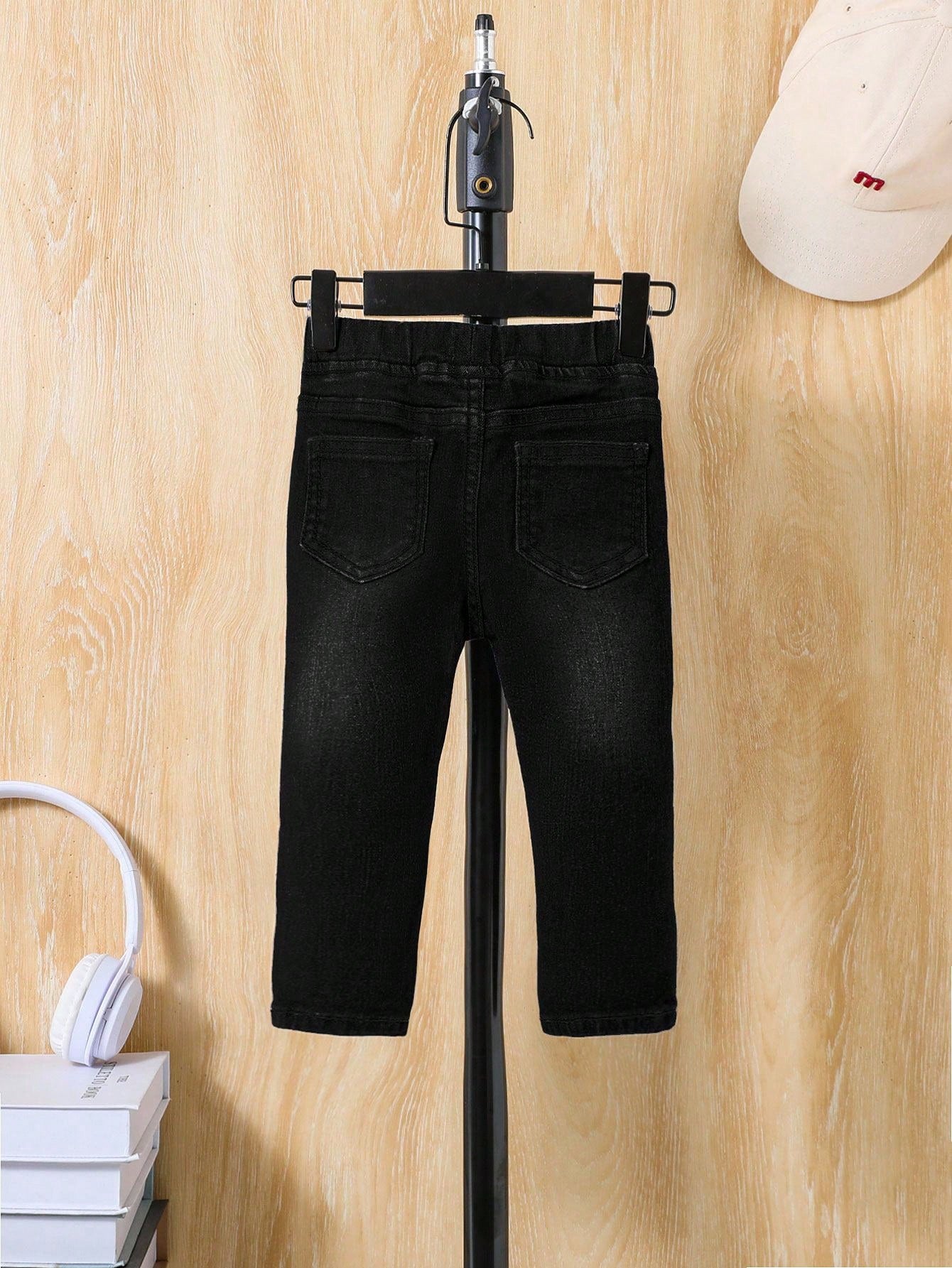 Baby Boy Spring Summer Solid Washed Pocket Ripped Denim Jeans, Summer