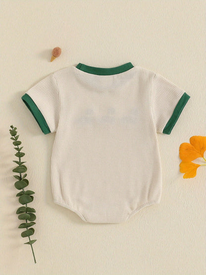 Baby Boy Summer Outfit Short Sleeve Romper Mallard Duck Embroidery Bodysuit Newborn Infant Waffle Clothes