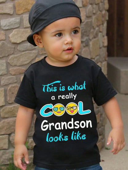 Baby Boy White Casual Short Sleeve T-Shirt,Summer Graphic City Break Tee With Ghost Face Skeleton Hand Gesture Funny Letter Slogan Creative Cartoon