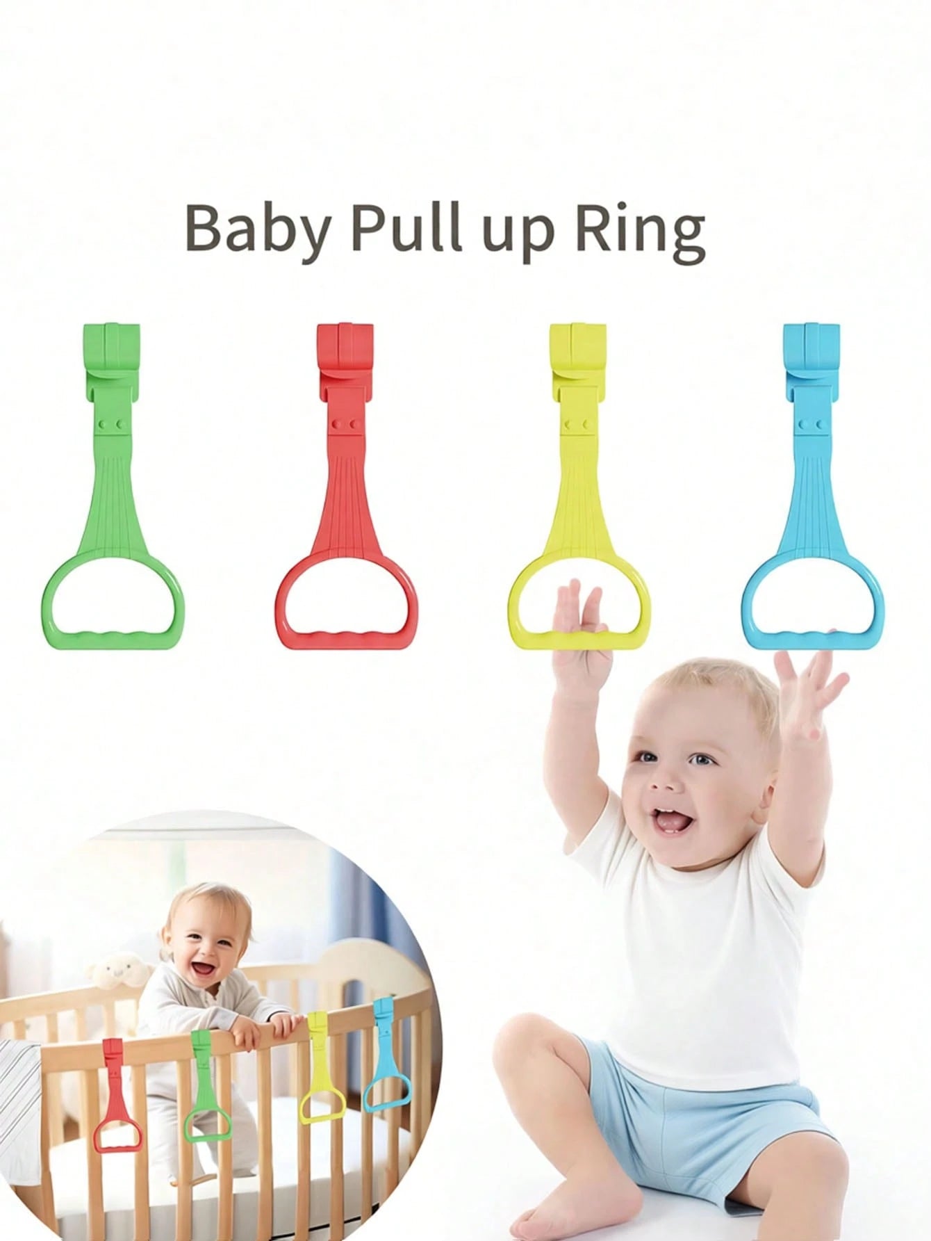 Baby Crib Pull Up Rings, Playpen Accessories For Toddlers, Standing And Walking Training Handrails, Baby Pull Up Rings For Exercise And Development