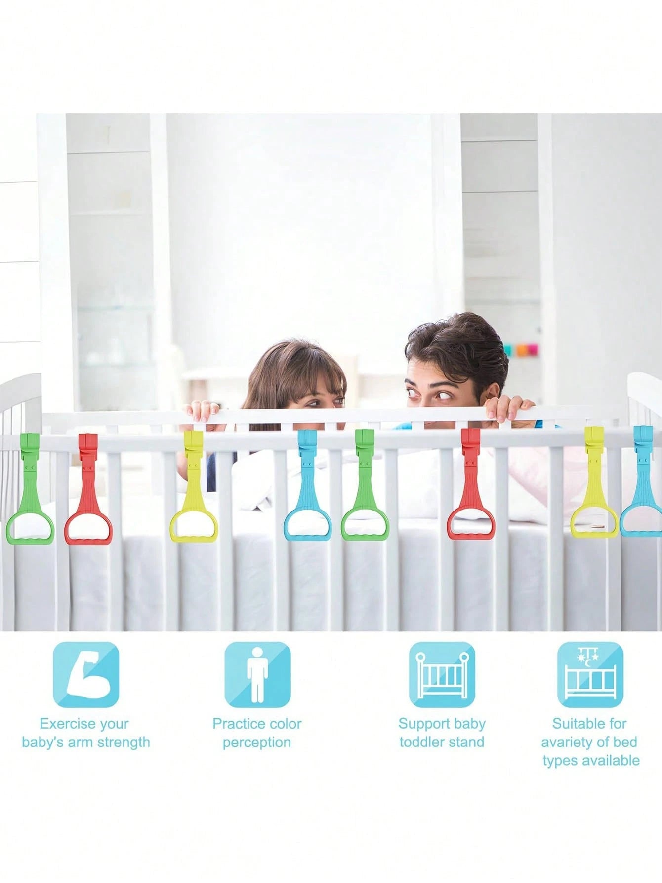 Baby Crib Pull Up Rings, Playpen Accessories For Toddlers, Standing And Walking Training Handrails, Baby Pull Up Rings For Exercise And Development