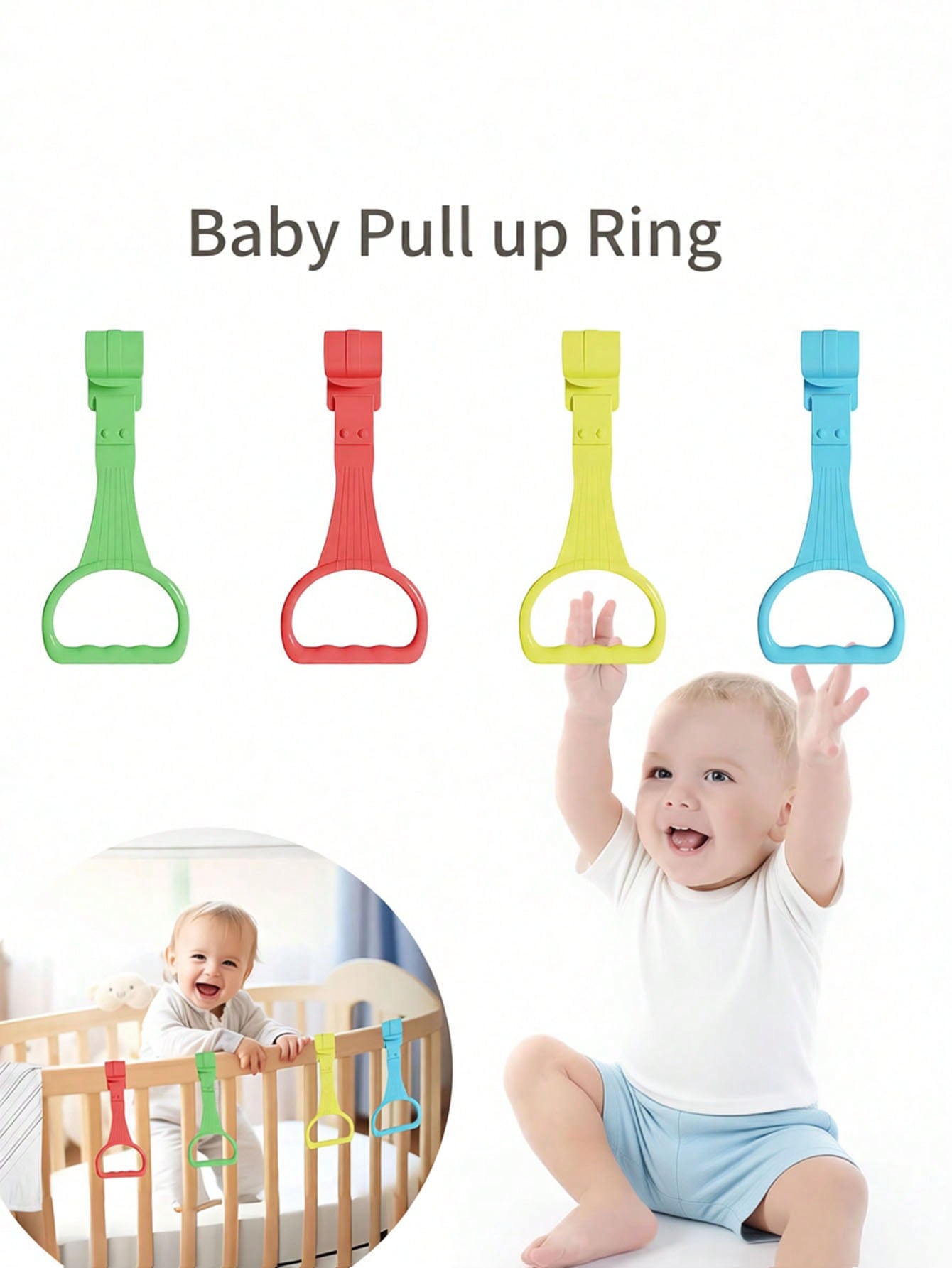 Baby Crib Pull Up Rings, Playpen Accessories For Toddlers, Standing And Walking Training Handrails, Baby Pull Up Rings For Exercise And Development