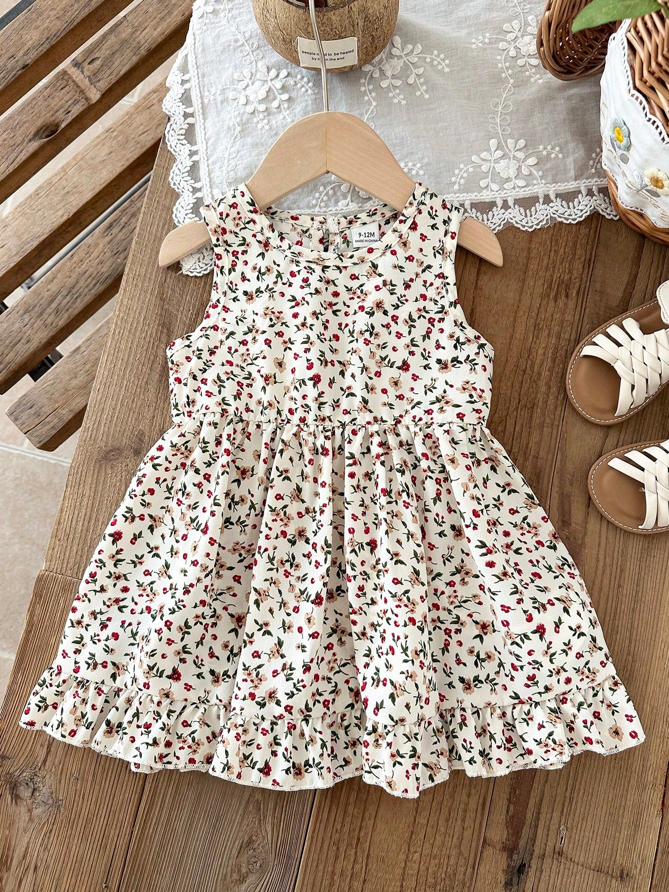 Baby Girl 3Months-3Years Dress Outing, 1pc Casual And Cute Daily Style Fall Outfits For Girl, Brown Bowknot Decoration Sleeveless Puffy Dress