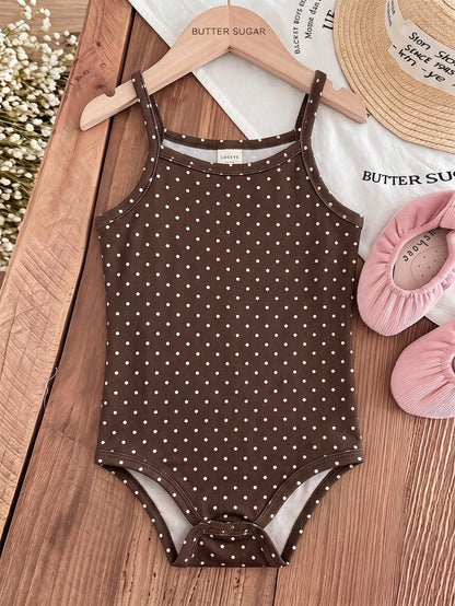 Baby Girl Casual Spaghetti Strap Romper Suitable For Spring And Summer