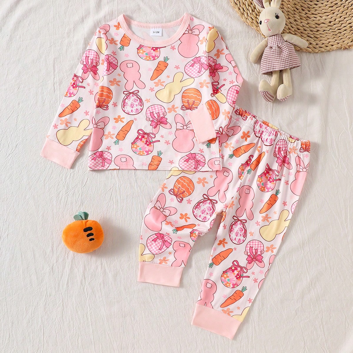 Baby Girl Cute Cartoon Pattern Comfortable Long Sleeve T-Shirt And Pants