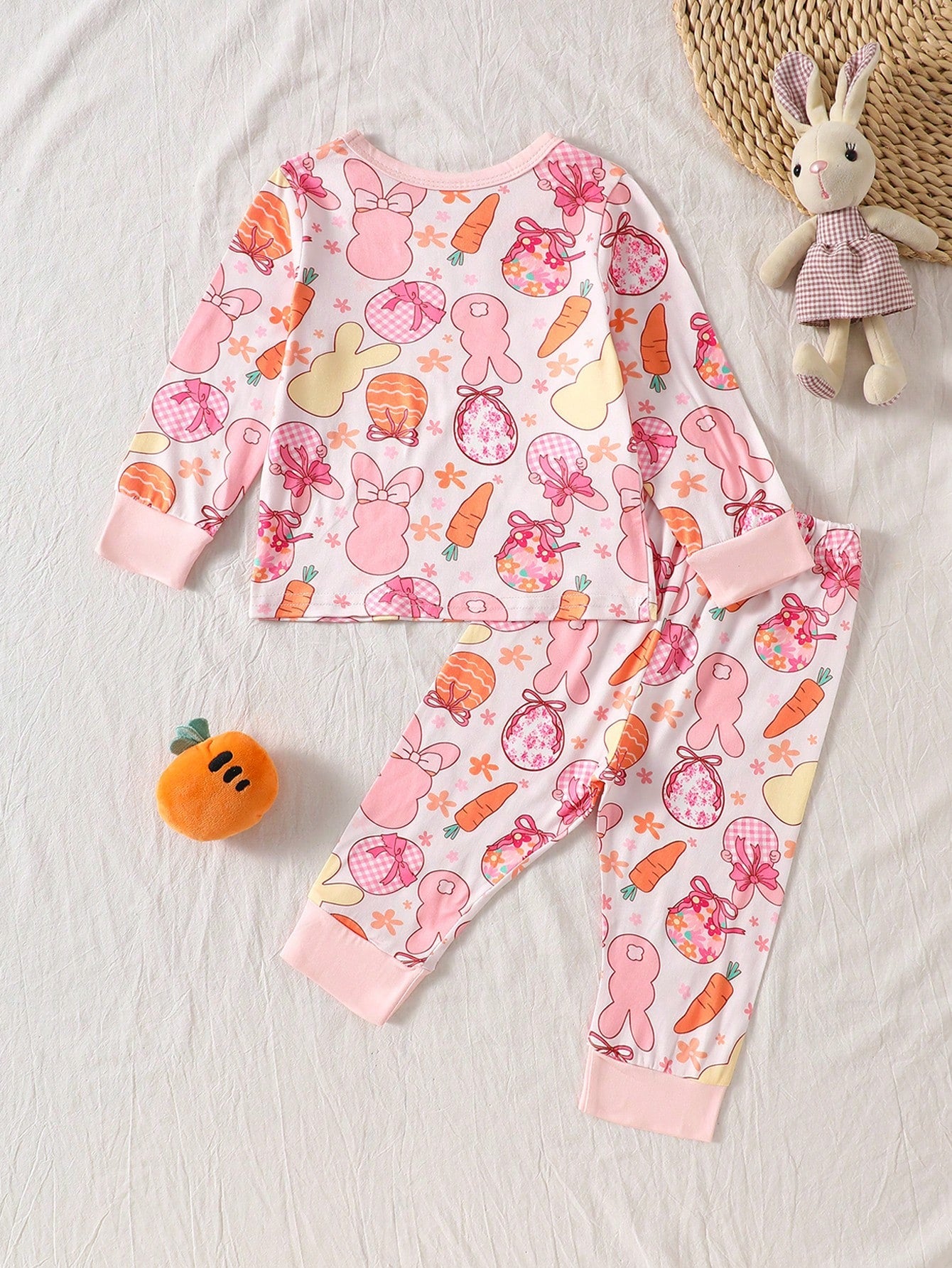 Baby Girl Cute Cartoon Pattern Comfortable Long Sleeve T-Shirt And Pants