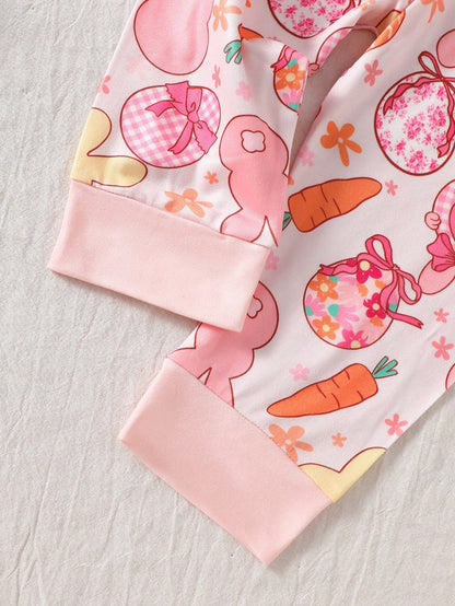 Baby Girl Cute Cartoon Pattern Comfortable Long Sleeve T-Shirt And Pants