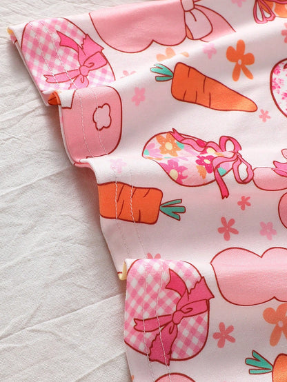 Baby Girl Cute Cartoon Pattern Comfortable Long Sleeve T-Shirt And Pants