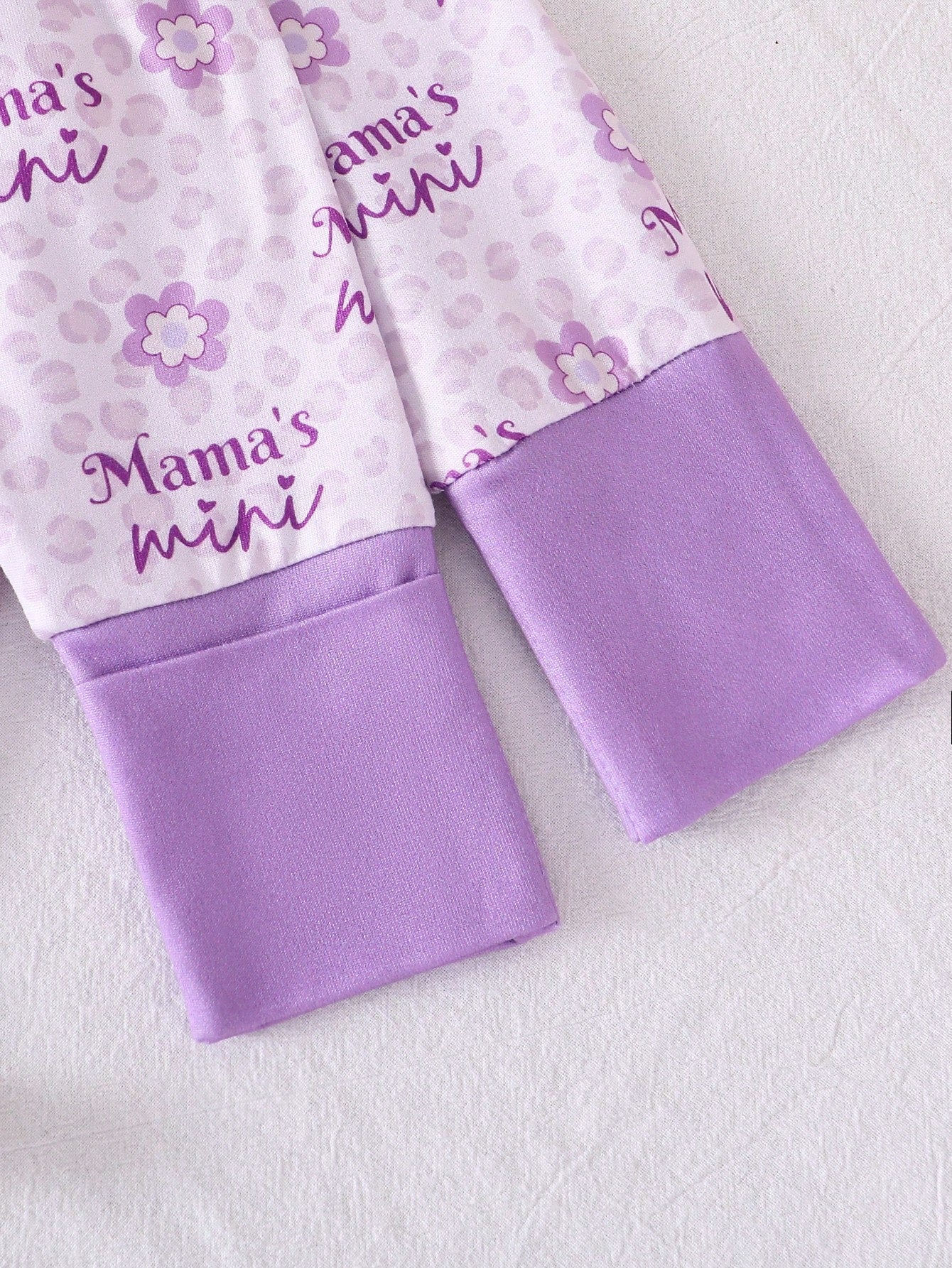 Baby Girl Purple Minimalist Lion & Letter Print Long Sleeve Jumpsuit With Zipper