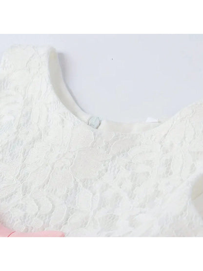 Baby Girl's Lace Bow Princess Dress For Baby Girl First Birthday Dress