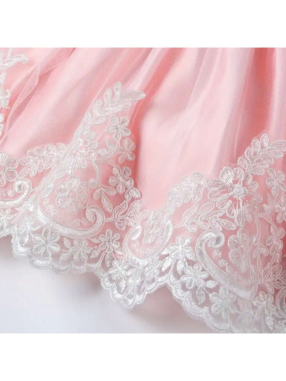 Baby Girl's Lace Bow Princess Dress For Baby Girl First Birthday Dress