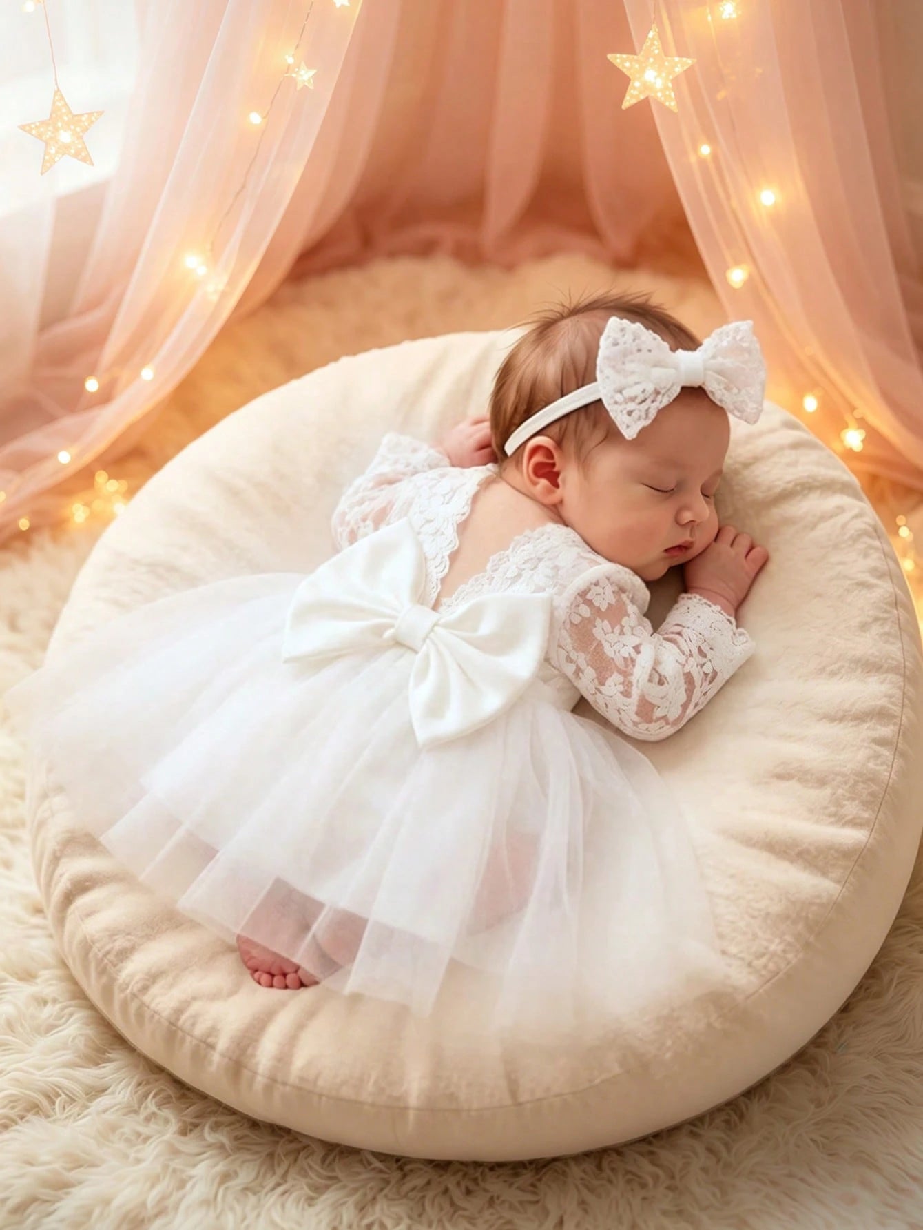 Baby Girl White Lace Dress Baptismal Gown With Headband Back Bowknot Infant Photography Outfits Summer 2016 Aesthetic Wedding Guest Party Clothes