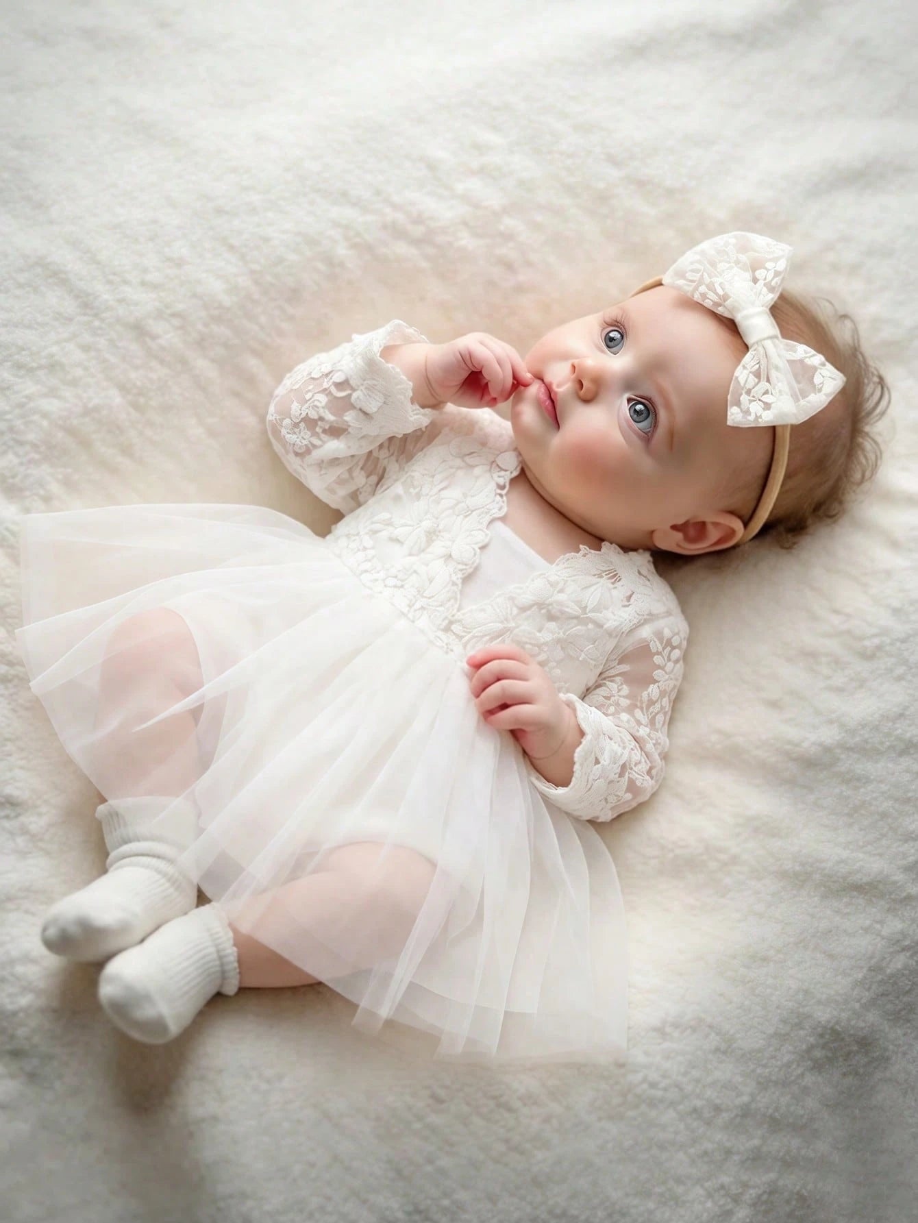 Baby Girl White Lace Dress Baptismal Gown With Headband Back Bowknot Infant Photography Outfits Summer 2016 Aesthetic Wedding Guest Party Clothes