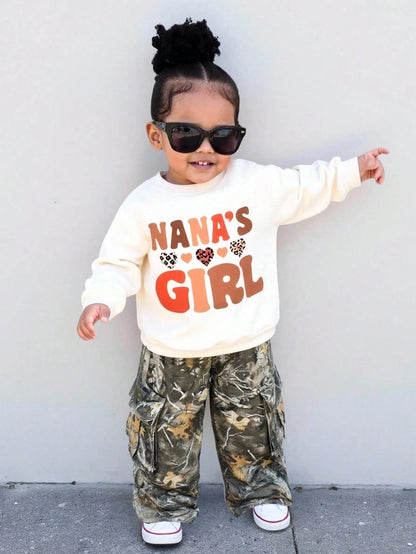 Baby Girl Y2K Camouflage Branch Print Loose Cargo Denim Pants,Fall Clothes,Winter Clothes,Street Wear