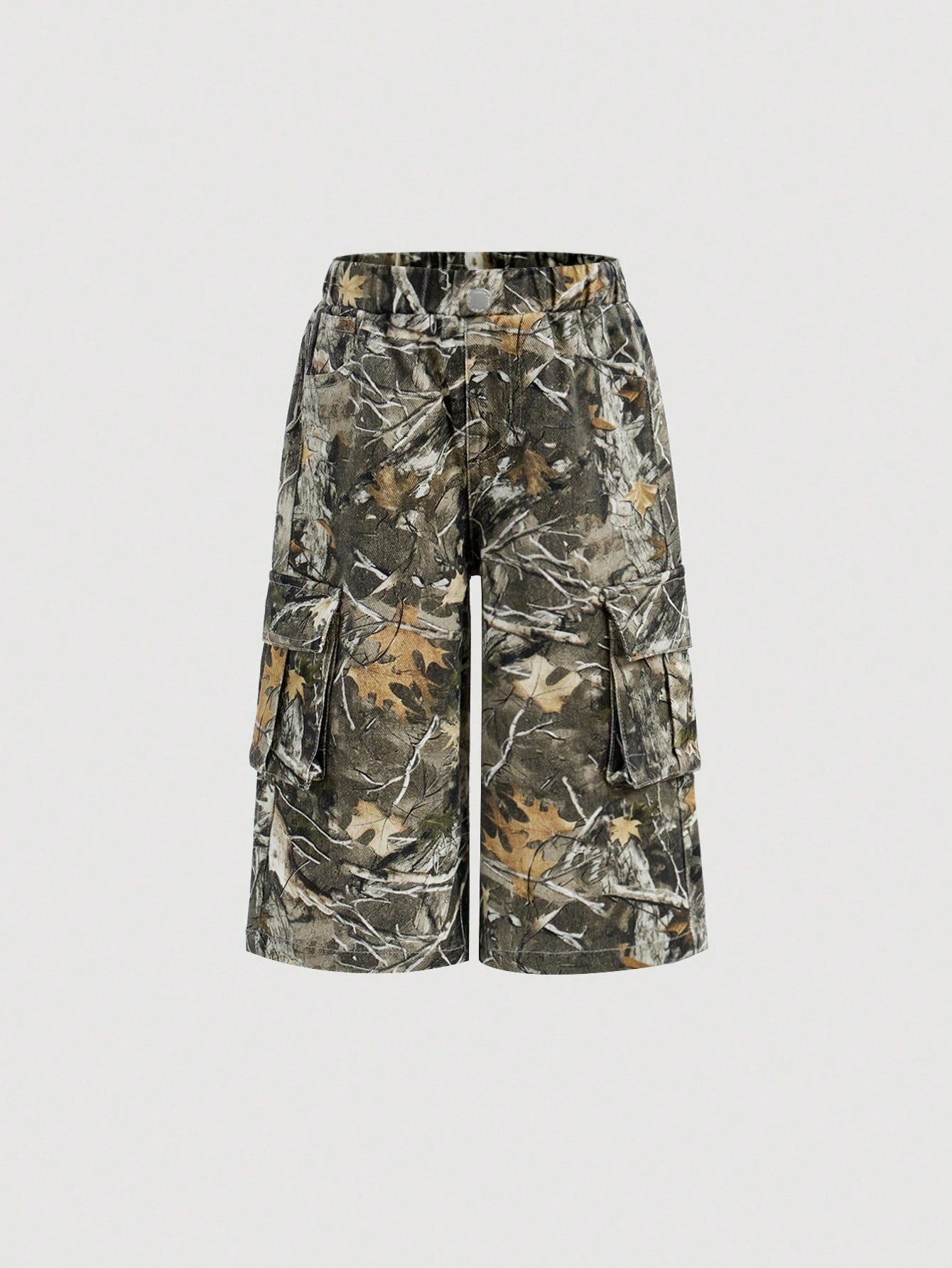 Baby Girl Y2K Camouflage Branch Print Loose Cargo Denim Pants,Fall Clothes,Winter Clothes,Street Wear