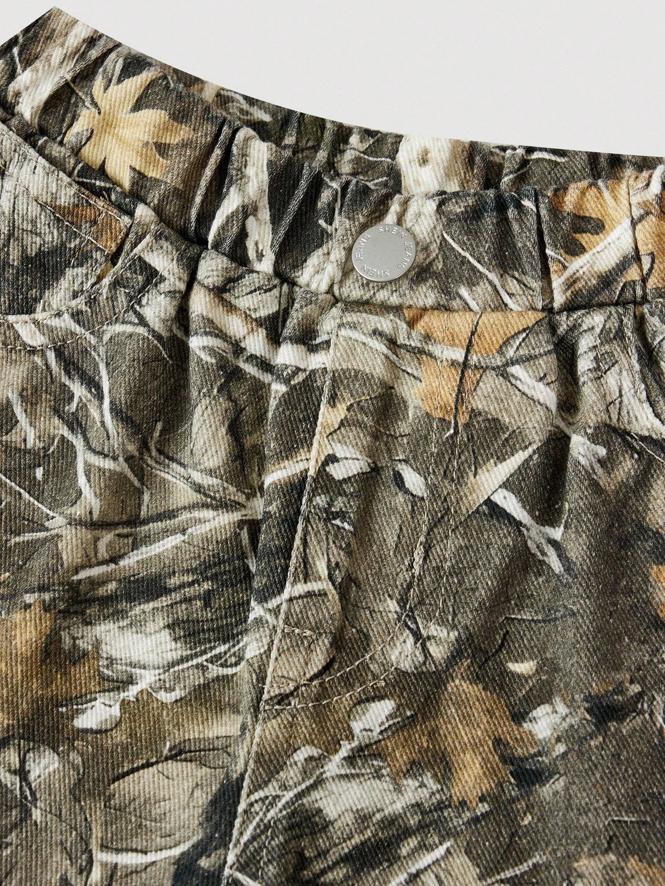 Baby Girl Y2K Camouflage Branch Print Loose Cargo Denim Pants,Fall Clothes,Winter Clothes,Street Wear