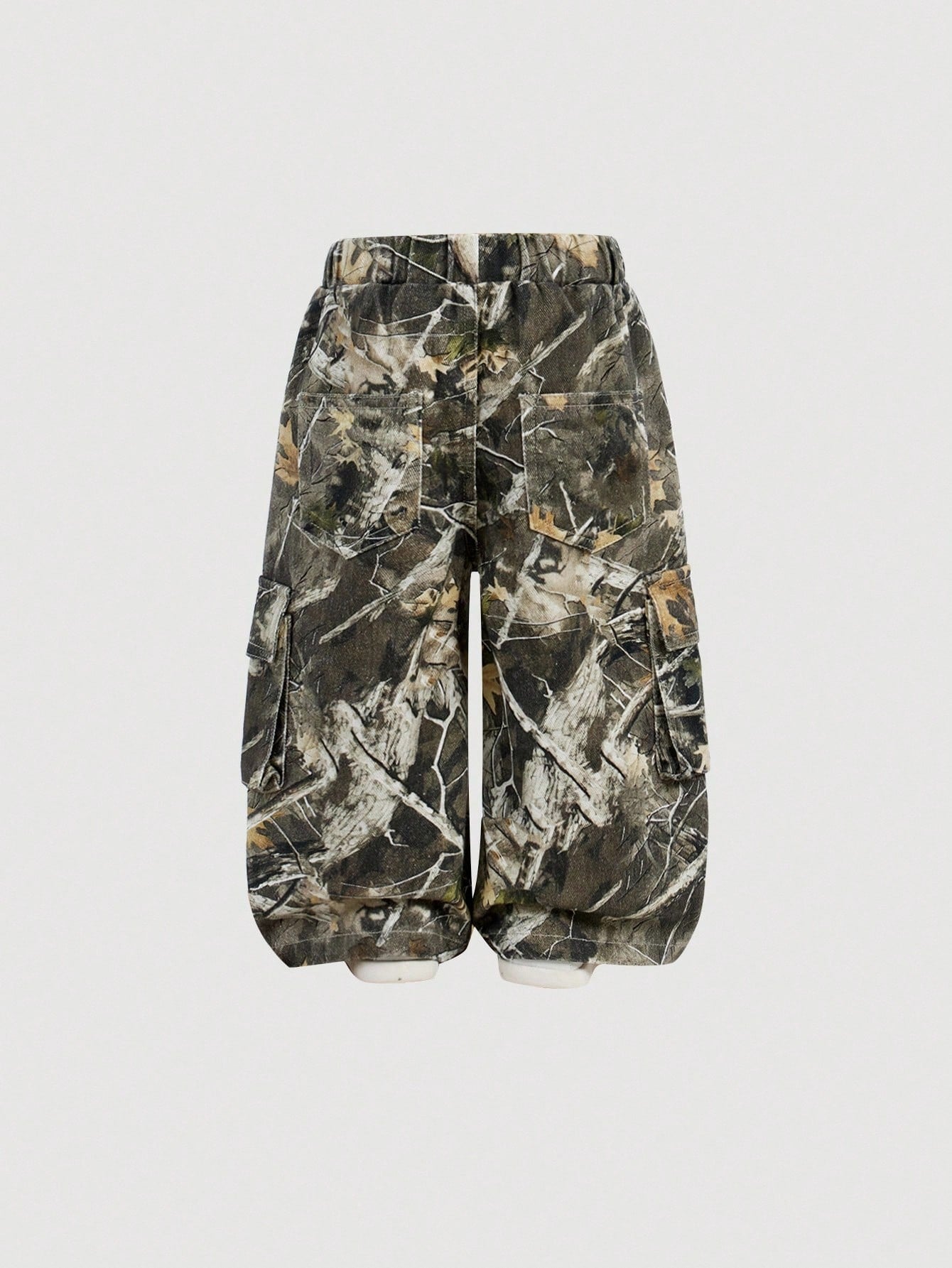Baby Girl Y2K Camouflage Branch Print Loose Cargo Denim Pants,Fall Clothes,Winter Clothes,Street Wear