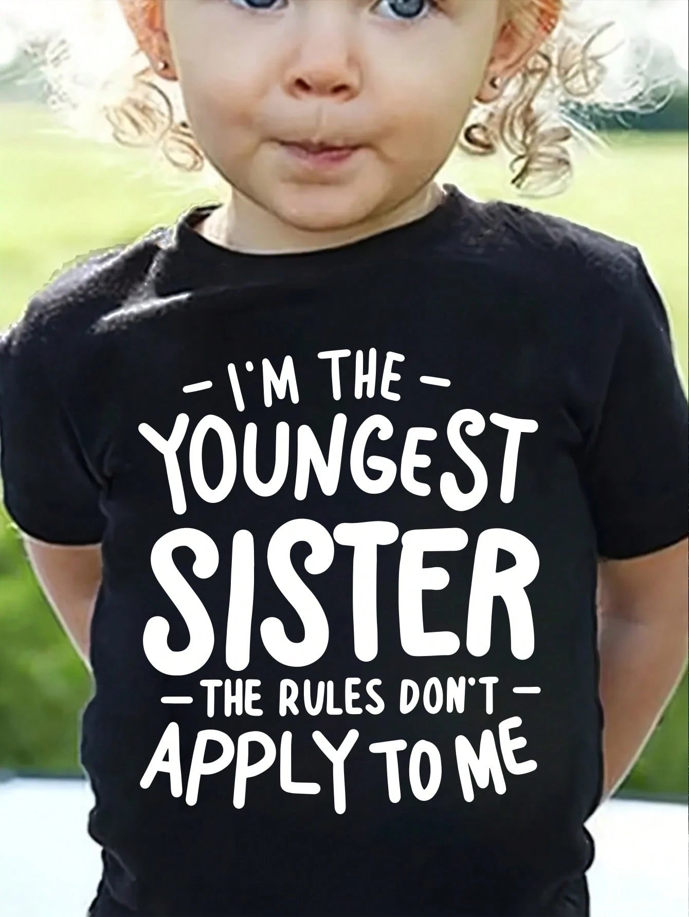 Baby Girls' Casual Pink And Black Summer T-Shirt,Cute Handprint Letter Slogan Graphic Print Short Sleeve Top,Family Matching Relaxed Basic Tee Wear