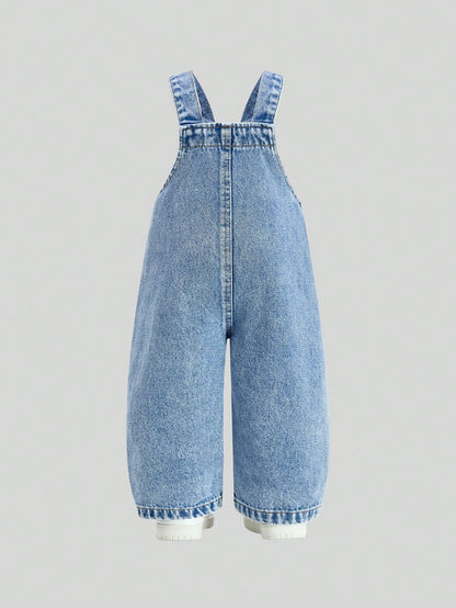 Baby Girls' Denim Overalls,Light Blue Floral Cute School Autumn Casual Personalized Loose Fit Adjustable Bib Pants,Soft Comfortable Cotton Fabric