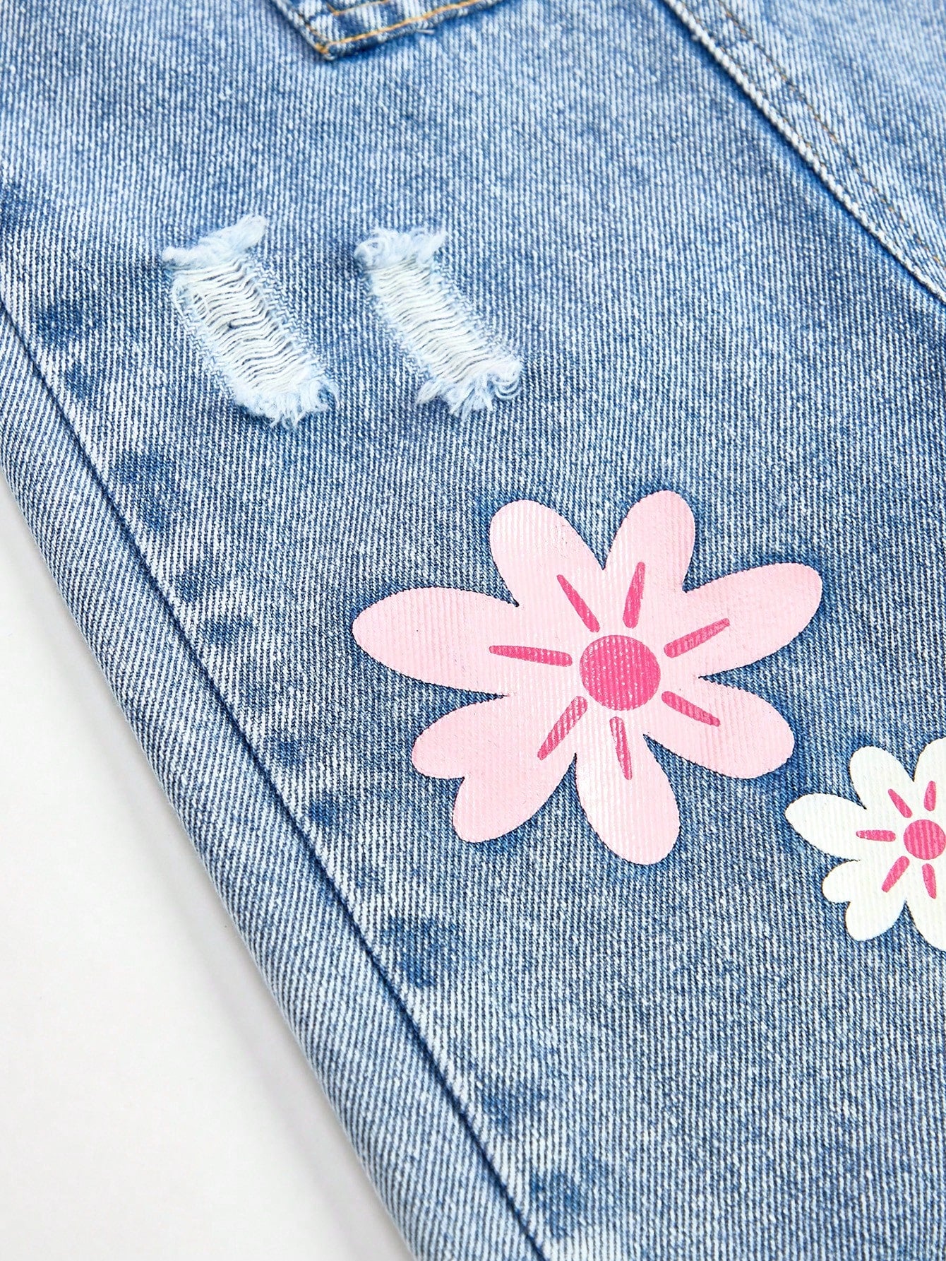 Baby Girls' Denim Overalls,Light Blue Floral Cute School Autumn Casual Personalized Loose Fit Adjustable Bib Pants,Soft Comfortable Cotton Fabric